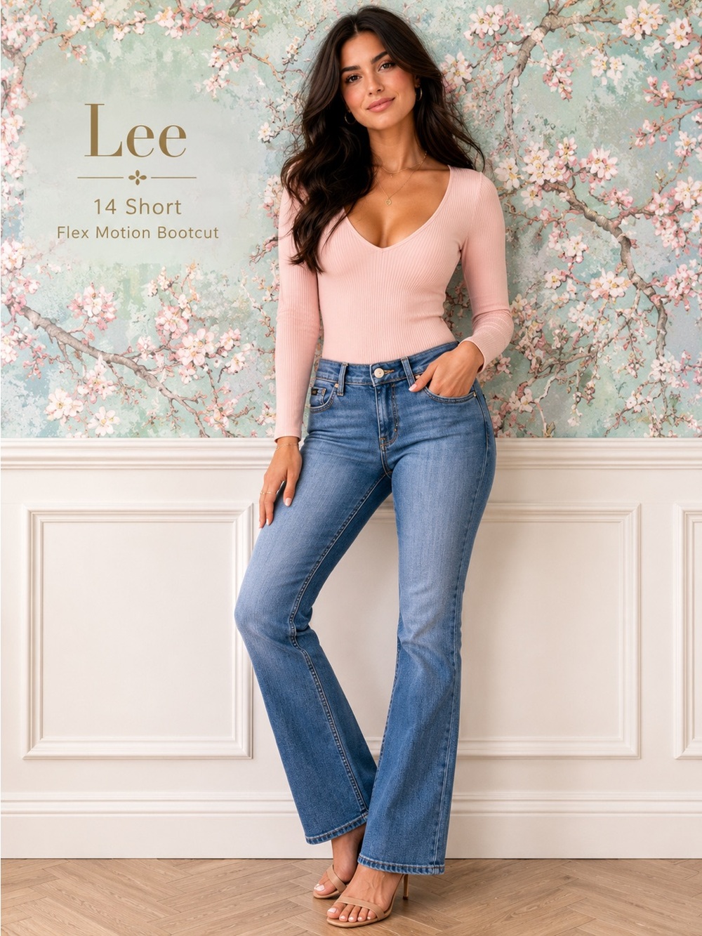 Lee Flex Motion Bootcut Jeans 14 Short Mid Rise Stretch Denim